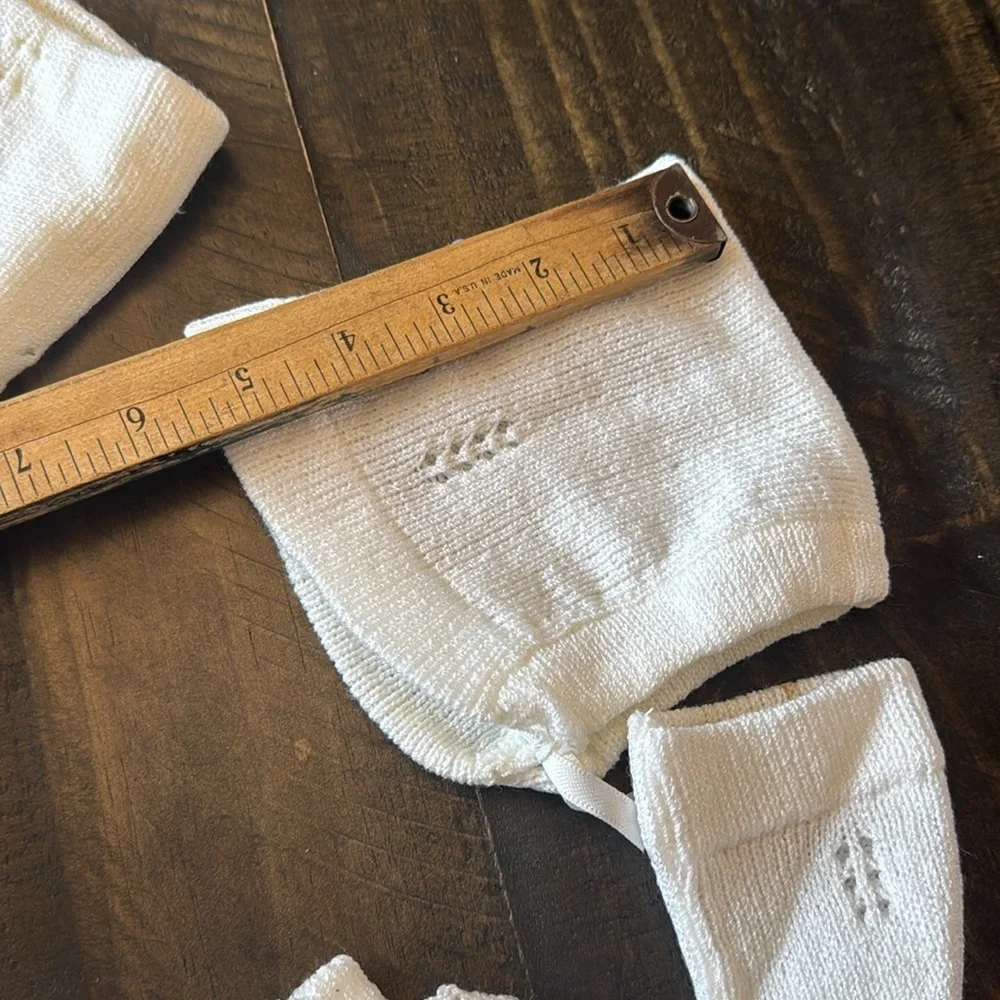 Handcrafted Vintage Baby Set - white Creamy color and knitted floral accent Blue